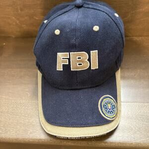 FBI Hat Cap Navy Blue Department Of Justice Embroidered Hook Loop Adjustable